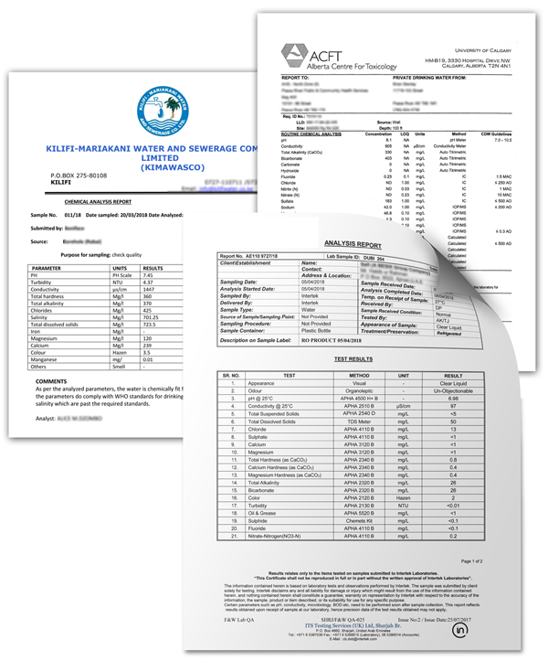 Water Testing examples